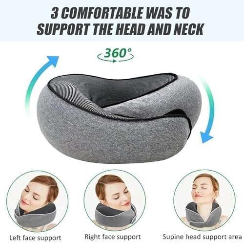 Travel Neck Pillows for Airplanes 2024 New Travel Pillow Neck Travel Pillow Memory Foam Airplane Pillow Soft Airplane Neck Pillow(Dark Grey) - Image 2
