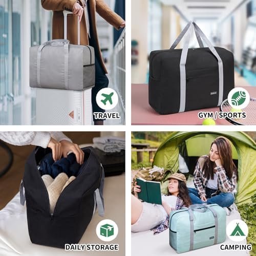 Personal Item Bag for Airlines - Foldable Travel Bag 18x14x8 Small Duffle Bag for Spirit Frontier Weekender Overnight - Grey - Image 7