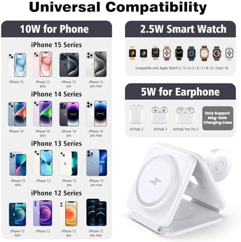 Charging Station for Apple Multiple Devices - 3 in 1 Foldable Magnetic Wireless Charger Dock - Travel Charging Pad for iPhone 15 14 13 12 Pro Max Plus Watch & Airpods - Image 5