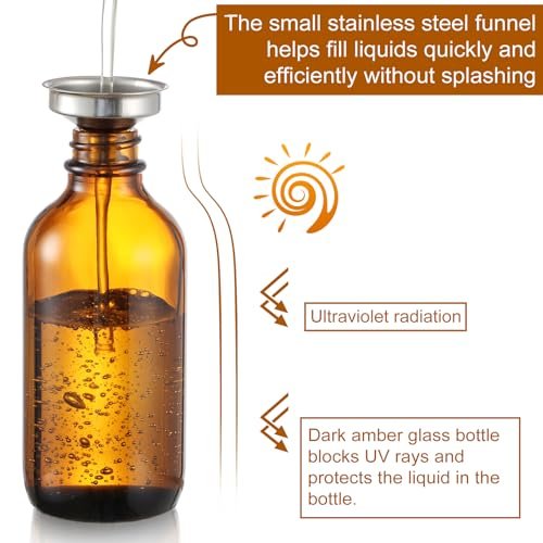 4 Pack 100ml Glass Dropper Bottles with Measured Dropper - 3.4oz Dark Amber Tincture Bottles with Graduated Calibrated Glass Eye Droppers (1ml) for Essential Oils, Liquids - Leakproof Travel Bottles - Image 5