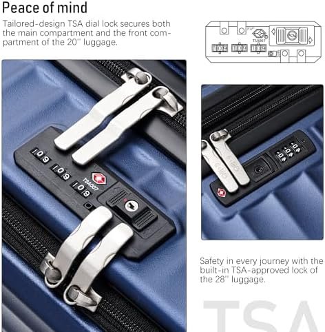 Coolife Luggage Suitcase Piece Set Carry On Hardside ABS+PC Luggage Spinner Trolley TSA Lock USB Port Pocket Compartment - Image 3