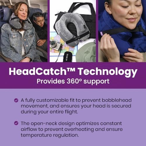 Cabeau Air TNE Inflatable Travel Neck Pillow Lightweight Inflatable Core, Customized Fit, Adjustable Chin Strap, with Compact Carrying Case for Comfort On-The-Go (Midnight Black) - Image 3