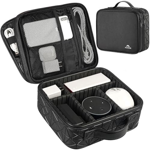 MATEIN Cord Organizer Bag, Large Electronics Organizer Travel Case Cable Storage for Electronic Accessories, Shockproof Portable Double Layer Tech Bags for Power Bank, Charging, Tablet(Up to 12.9inch) - Image 7