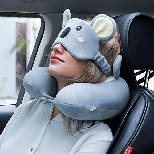 Memory Foam Animal Travel Pillow, Comfortable Neck Pillow with Cute Eye Mask Lightweight Traveling Pillow for Airplane, Car, Train, Bus and Home Use (Koala) - Image 2