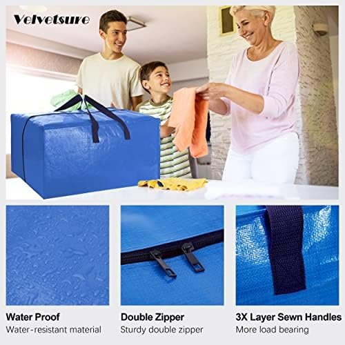 Heavy Duty Extra Large Moving Bags W/Backpack Straps - Strong Handles & Zippers, Storage Totes For Space Saving, Fold Flat, Alternative to Box and Bin (Set of 6, Multicolor) - Image 7