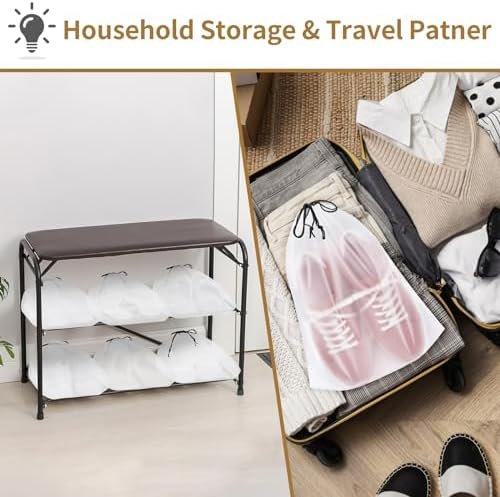 20 Pack Shoe Bags for Travel, Large Clear Travel Shoe Bags for Packing,15.7" x 11.8" Waterproof Portable Drawstring Travel Shoe Storage Bag Travel Essentials for Women Men - Image 7