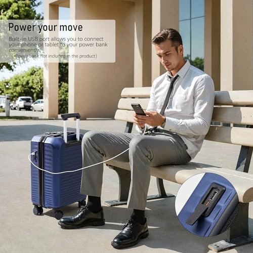 Coolife Luggage Suitcase Piece Set Carry On Hardside ABS+PC Luggage Spinner Trolley TSA Lock USB Port Pocket Compartment - Image 4