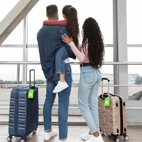 Gostwo 2 Pack Silicone Luggage Tags for Suitcases, 26 Initial Letter Baggage Labels Handbag School Bag Suitcase Instrument Tag with Stainless Steel Loop(Green)(Letter R) - Image 8