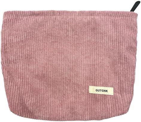 Women's Corduroy Cosmetic Bag, Large Capacity Canvas Cosmetic Bag Travel Toiletry Bag Accessories Organizer, Pink - Image 7