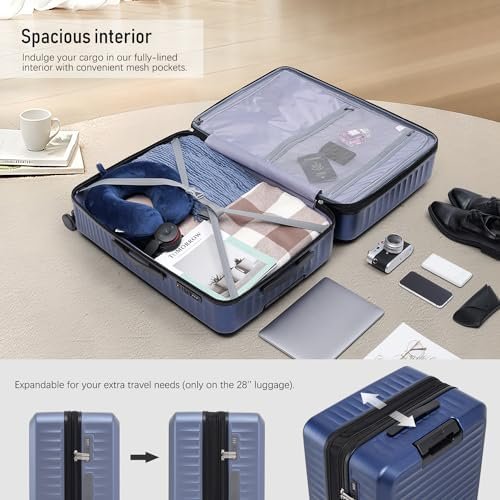 Coolife Luggage Suitcase Piece Set Carry On Hardside ABS+PC Luggage Spinner Trolley TSA Lock USB Port Pocket Compartment - Image 5