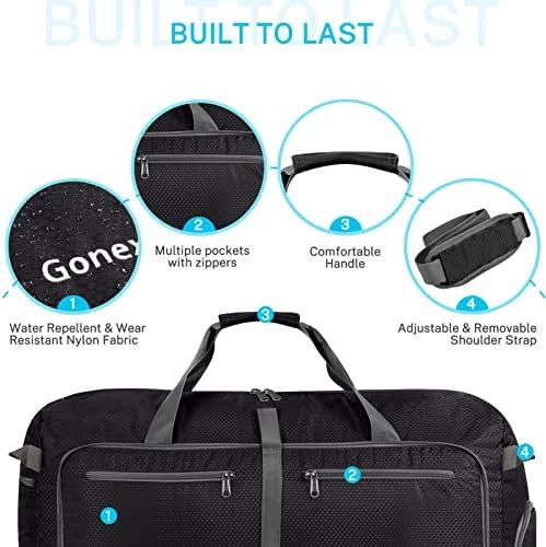 Gonex 40L 60L 80L 100L 150L Large Foldable Travel Duffle Bag with Shoes Compartment, Packable Lightweight Water Repellent Duffel Bag for Camping Gym Weekender Bag - Image 6
