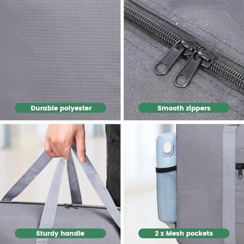 Personal Item Bag for Airlines - Foldable Travel Bag 18x14x8 Small Duffle Bag for Spirit Frontier Weekender Overnight - Grey - Image 6