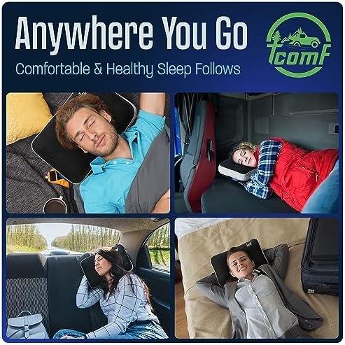 100% Memory Foam Pillow - Dual-Cover Travel Pillows with Soft Height Extender - Medium Firm Foam - Camping Pillow for Sleeping with 5 Layers for Comfort and Support - Small and Portable (Black) - Image 9