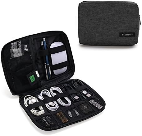 BAGSMART Electronics Organizer Travel Case, Small Cord Bag, Tech Organizer as Travel Accessories for Men Women, Cable Essentials for Phone, SD Card, Black