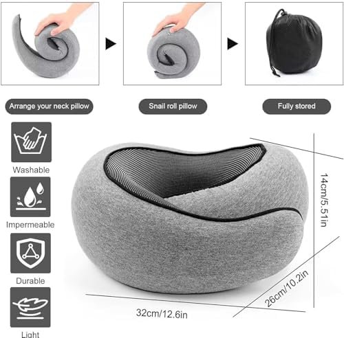 Travel Neck Pillows for Airplanes 2024 New Travel Pillow Neck Travel Pillow Memory Foam Airplane Pillow Soft Airplane Neck Pillow(Dark Grey) - Image 4