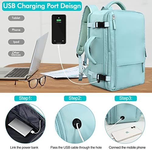 Travel Backpack for Men Women, TSA Friendly Carry-on Backpack Luggage Airline Approved, Personal Item Backpack Bag, Backpack for Traveling, Blue-Green - Image 3