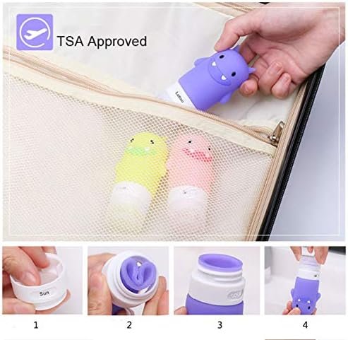 Travel Bottles Set for Liquids, TSA Approved Leak Proof Silicone Cosmetic Travel Containers, for Shampoo, Conditioner, Lotion, Toiletries 2OZ (Monster) - Image 5