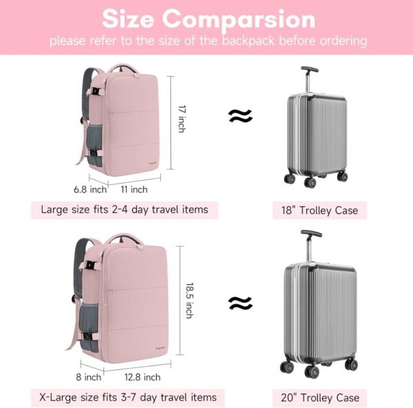 Taygeer Travel Backpack for Women, Carry On Backpack with USB Charging Port & Shoe Pouch, TSA 15.6inch Laptop Backpack Flight Approved, Nurse Bag Casual Daypack for Weekender Business Hiking, Pink - Image 5