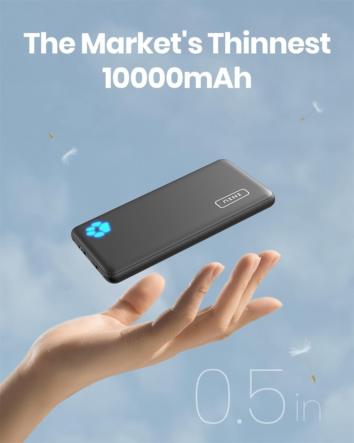 INIU Portable Charger, Slimmest 10000mAh 5V/3A Power Bank, USB C in&Out High-Speed Charging Battery Pack, External Phone Powerbank Compatible with iPhone 15 14 13 12 X Samsung S22 S21 Google iPad etc - Image 2
