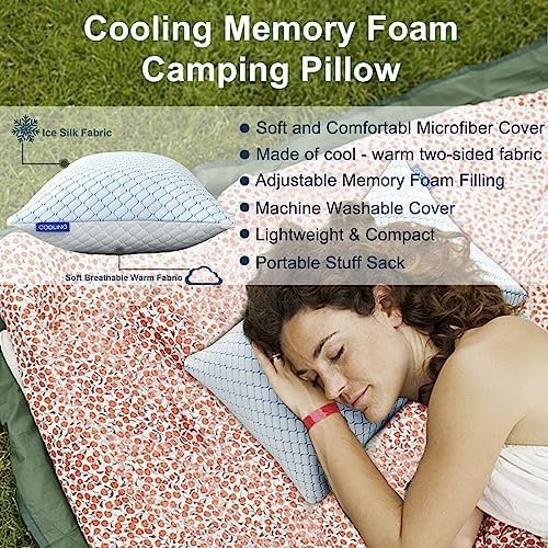 Gehannah Travel Pillow - Large Size Compressible Camping Pillow for Sleeping, Shredded Memory Foam Pillow with Storage Bag Compact Supportive, Pillow for Adults Kids Outdoor Backpacking Hiking Gear - Image 2