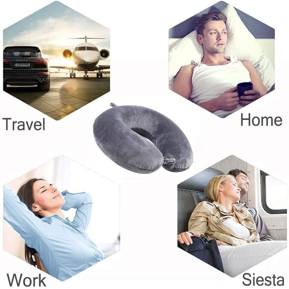 Travel Pillow, Memory Foam Neck Pillow- Head Neck Support Airplane Pillow for Traveling, Car, Home, Office,Super Lightweight Portable Headrest (Gray) - Image 2