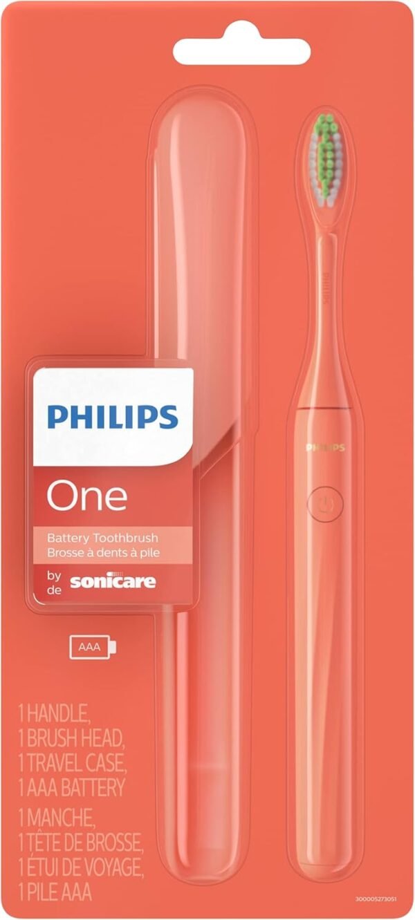 Philips One by Sonicare Battery Toothbrush, Brush Head Bundle, Miami Coral, BD1001/AZ - Image 12
