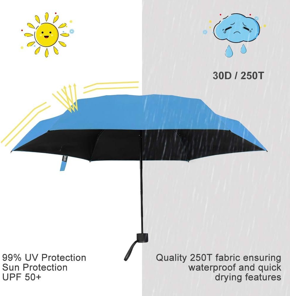 Yoobure Small Mini Umbrella with Case Light Compact Design Perfect for Travel Lightweight Portable Parasol Outdoor Sun&Rain Umbrellas - Image 6