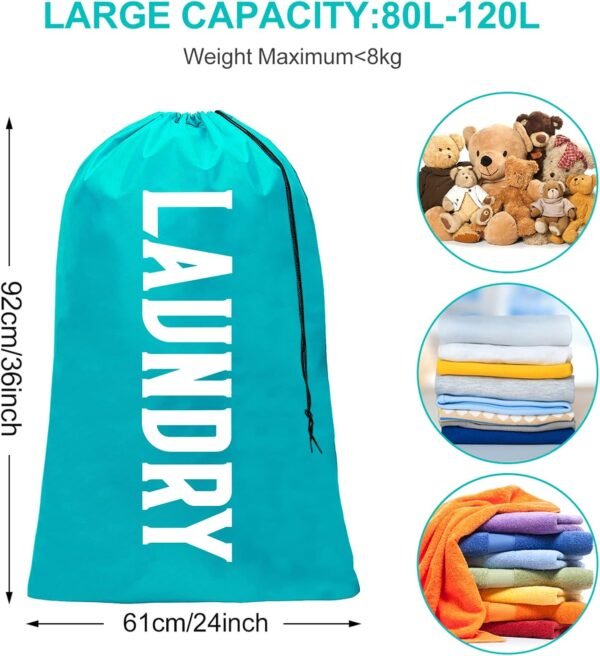 Fiodrmy 2 Pack XL Laundry Bag, Machine Washable Dirty Clothes Organizer, Large Enough to Hold 4 Loads of Laundry, Easy Fit a Laundry Basket (Pink+Blue, 24" x 36") - Image 6
