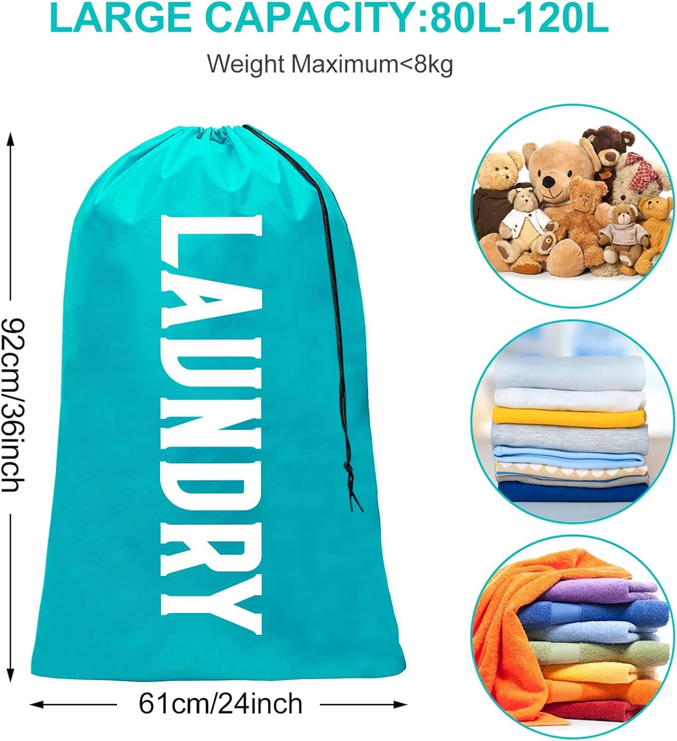 Fiodrmy 2 Pack XL Laundry Bag, Machine Washable Dirty Clothes Organizer, Large Enough to Hold 4 Loads of Laundry, Easy Fit a Laundry Basket (Pink+Blue, 24" x 36") - Image 6