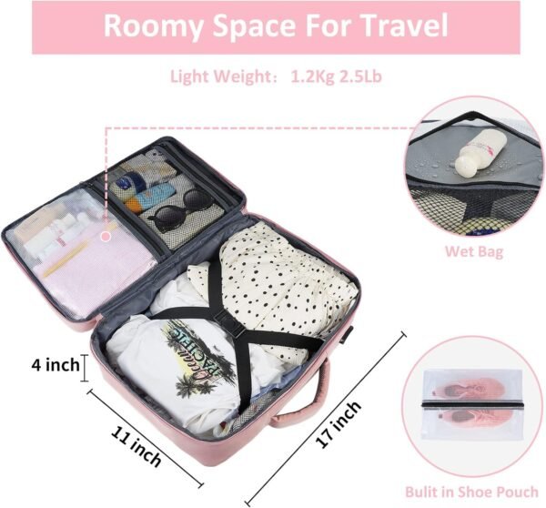 Taygeer Travel Backpack for Women, Carry On Backpack with USB Charging Port & Shoe Pouch, TSA 15.6inch Laptop Backpack Flight Approved, Nurse Bag Casual Daypack for Weekender Business Hiking, Pink - Image 9