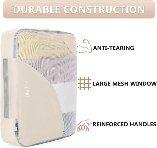 8 Pieces Packing Cubes for Travel, Sturdy Suitcase Organizer in 4 Sizes (Extra Large, Large, Medium, Small), OlarHike Luggage Cubes with Toiletry Bag, Travel Essentials, Cruise Ship Gifts for Women - Image 3