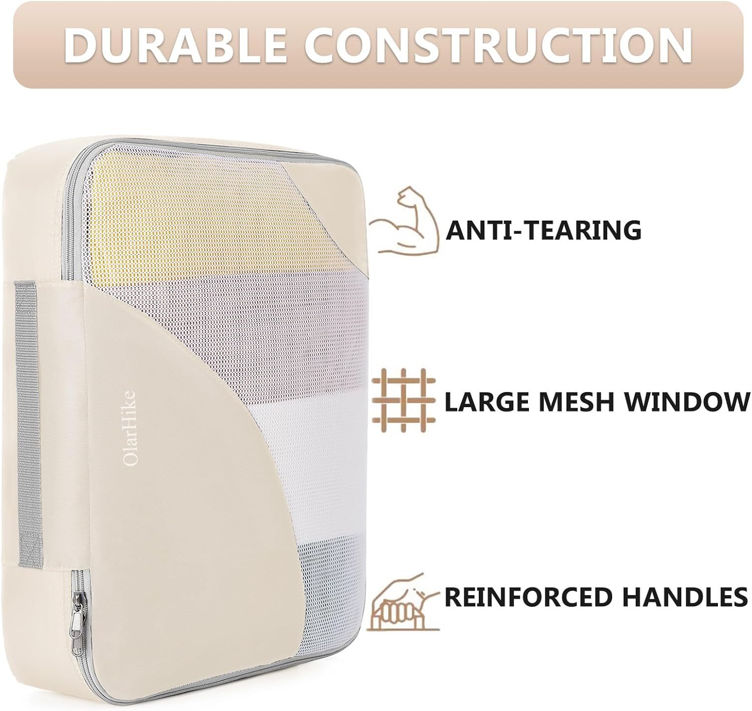 8 Pieces Packing Cubes for Travel, Sturdy Suitcase Organizer in 4 Sizes (Extra Large, Large, Medium, Small), OlarHike Luggage Cubes with Toiletry Bag, Travel Essentials, Cruise Ship Gifts for Women - Image 3