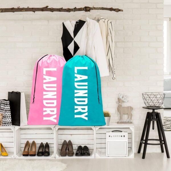 Fiodrmy 2 Pack XL Laundry Bag, Machine Washable Dirty Clothes Organizer, Large Enough to Hold 4 Loads of Laundry, Easy Fit a Laundry Basket (Pink+Blue, 24" x 36") - Image 5