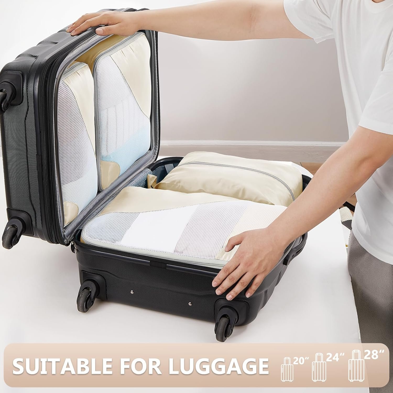 8 Pieces Packing Cubes for Travel, Sturdy Suitcase Organizer in 4 Sizes (Extra Large, Large, Medium, Small), OlarHike Luggage Cubes with Toiletry Bag, Travel Essentials, Cruise Ship Gifts for Women - Image 4