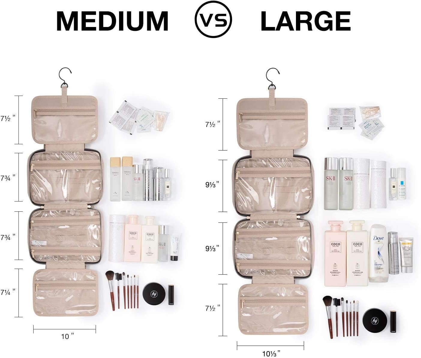 BAGSMART Large Toiletry Bag Travel Bag with Hanging Hook, Water-resistant Makeup Cosmetic Bag Travel Organizer for Accessories, Shampoo, Full Sized Container, Toiletries - Image 2