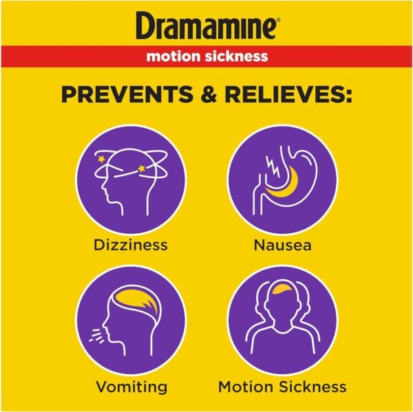 Dramamine Motion Sickness Relief Less Drowsey Formula, 8 Count - Image 2