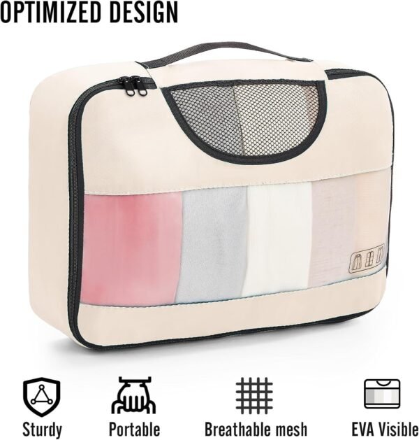 Veken 8 Set Packing Cubes for Suitcases, Luggage Organizer Bags Set for Carry on, Travel Gifts for Mom, Travel Essentials for Women, Travel Accessories in 4 Sizes(Extra Large, Large, Medium, Small) - Image 8