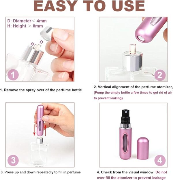 Travel Mini perfume Refillable Atomizer Container, Portable, Travel Size, Scent Pump Case, Fragrance Empty spray bottle for Traveling and Outgoing 5ml (2Pcs) - Image 3