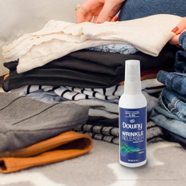 Downy Wrinkle Releaser Spray | All In One Wrinkle Release Spray Travel Size, Odor Eliminator, Static Remover | Fabric Refresher & Ironing Aid for Clothes | 3 Fl Oz (Pack of 3), Crisp Linen Scent - Image 2