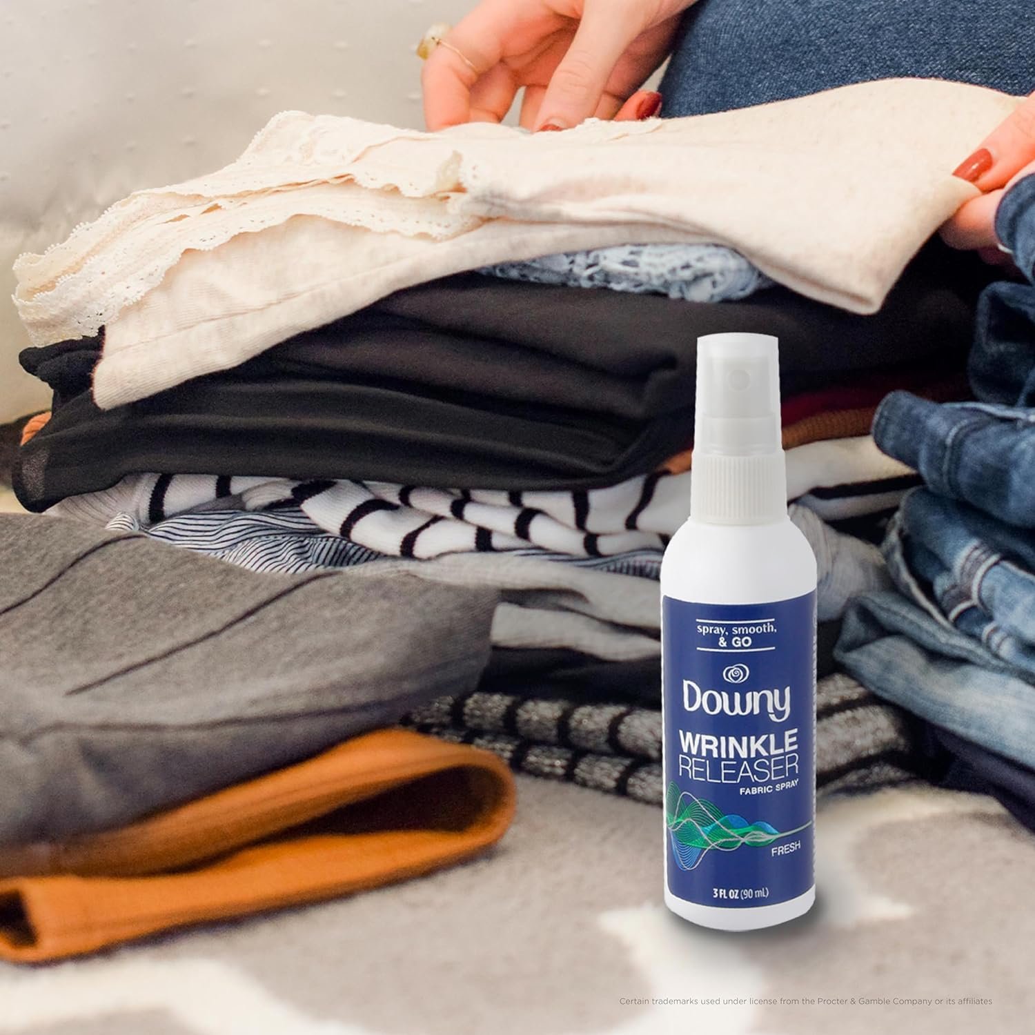 Downy Wrinkle Releaser Spray | All In One Wrinkle Release Spray Travel Size, Odor Eliminator, Static Remover | Fabric Refresher & Ironing Aid for Clothes | 3 Fl Oz (Pack of 3), Crisp Linen Scent - Image 2
