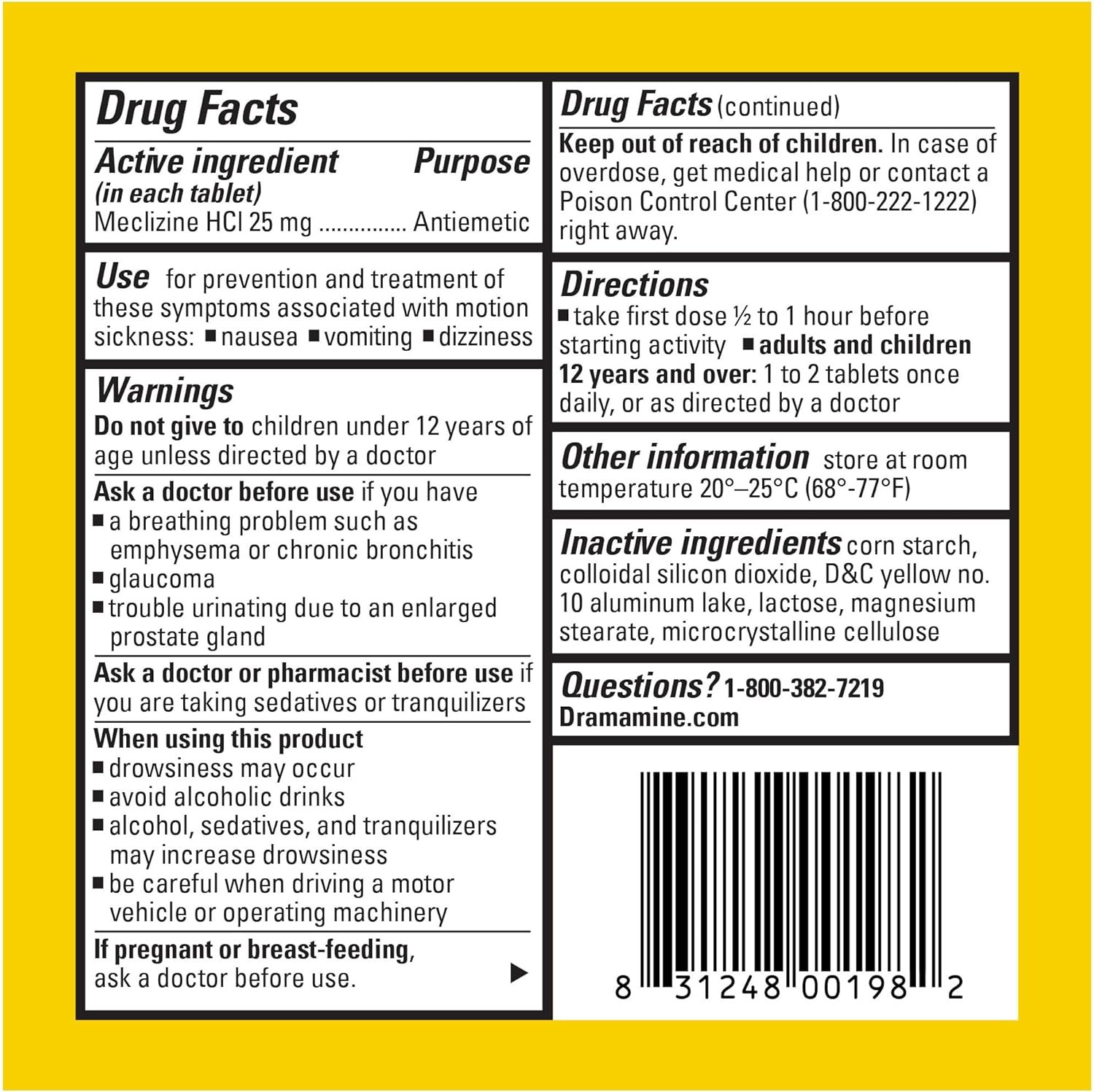 Dramamine Motion Sickness Relief Less Drowsey Formula, 8 Count - Image 5