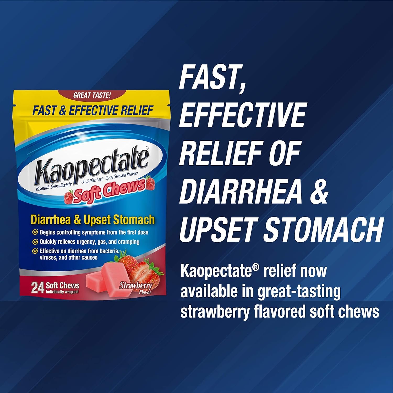 Kaopectate Soft Chews, Bismuth Subsalicylate, Anti-Diarrheal and Upset Stomach Reliever - 24 count - Image 2