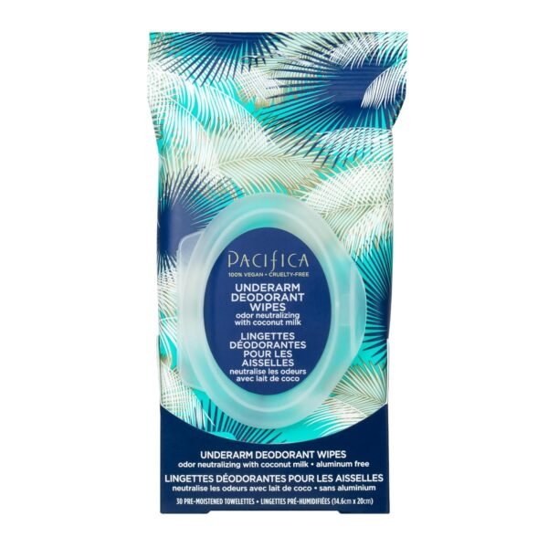 Pacifica Beauty, Coconut Milk & Essential Oils Underarm Deodorant Wipes, 30 Count, Remove Odor On-The-Go, Aluminum Free, Travel Friendly, Fresh Coconut Scent, Vegan and Cruelty Free - Image 5