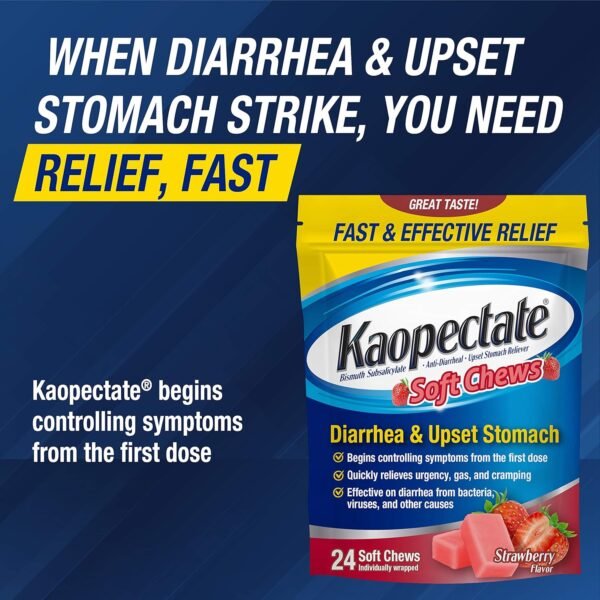 Kaopectate Soft Chews, Bismuth Subsalicylate, Anti-Diarrheal and Upset Stomach Reliever - 24 count - Image 4