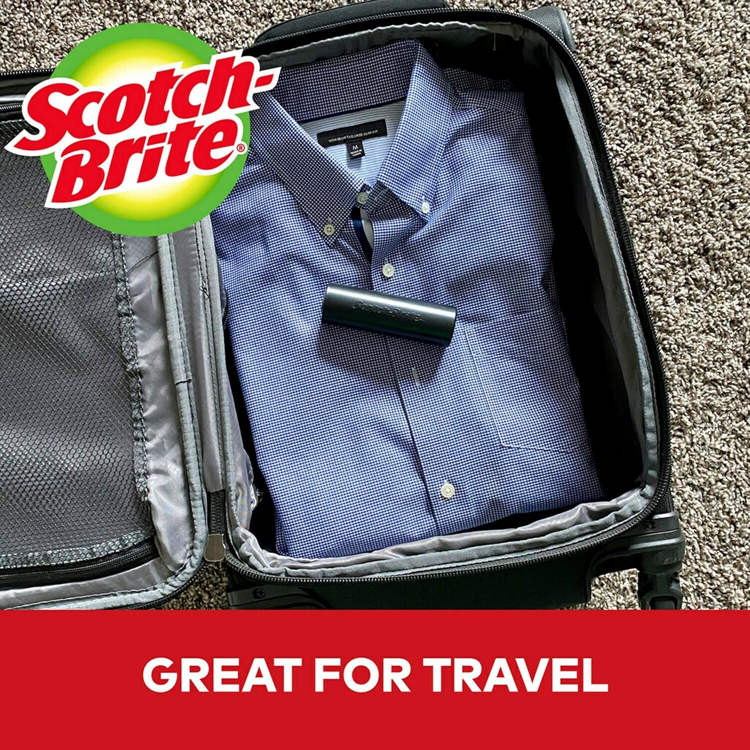 Scotch-Brite Mini Travel Lint Roller, Works Great On Pet Hair, 30 Sheets - Image 4